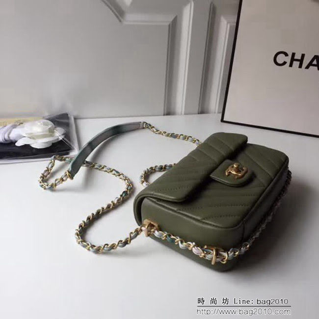 香奈兒CHANEL 18春夏系列新款 鏈條mini cf 塗鴉彩色皮質鏈條包 DSC1005